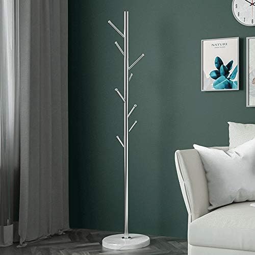 YIJIAHUI Coat Rack Nordic Style Metal Coat Rack Stand Entryway Hall Tree Coat Tree For Hat Clothes Purse Scarves Handbags Umbrella (Color : Silver, Size : 38×38×181cm)