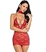 Avidlove Women Lace Lingerie Halter Chemise Floral Babydoll Sexy Nightie Dress Dark Red S