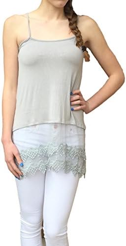 Winter Lennon Top Extender Camisole with Lace Hem (Large, Cool Grey)
