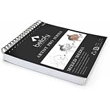 Bellofy 100-Sheet Sketchpad Artist Pro, Watercolor, Acrylic Art Pad for Sketching, Ink Sketch Book, Coloring Notebook - 98 Ib/160 g/m2-9 x 12 in Multi-Media Spiral Notebook, Drawing Paper, Drawing Pad