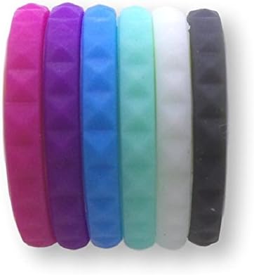 Endless Travel Store Womens Silicone Thin Stackable Wedding Functional Fashion Rings - 6 pack for Women - Diamond Pattern - Size 5 - for an active lifestyle