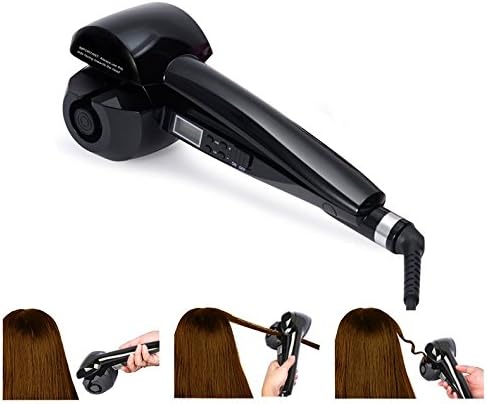 CurlyBeauty Automatic Hair Curler LCD Digital Display Curling Iron Harmless Portable Ceremic Hair Wand,Black