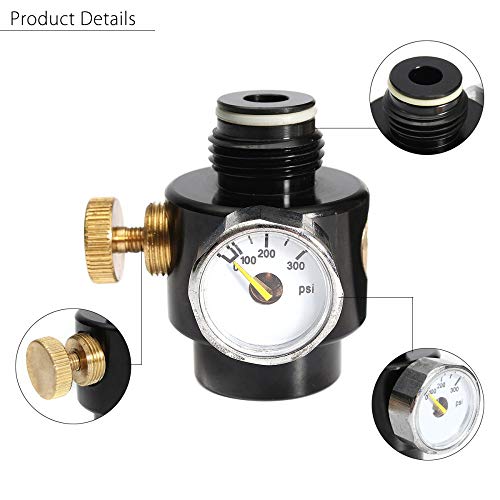 Airsoft PCP Paintball Tank Cylinder Adjustable Compressed Air Regulator Output Pressure 0-300psi 0.825-14NGO Thread