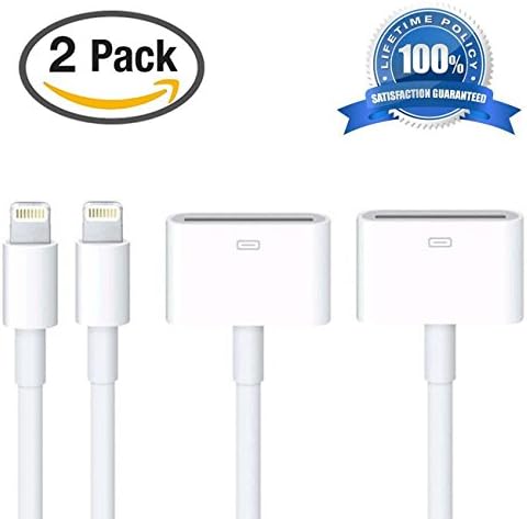 Charger Adapter, 8-Pin Male to 30-Pin Female Charger Adapter for iPhone 7, 7 Plus, 6S, 6S Plug, 5S, 5C, iPad (2 pcs 30 Pin Adapter White) by AMZ Wholesale
