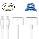 AMZ wholesale Charger Adapter, 8-Pin Male to 30-Pin Female Charger Adapter for iPhone 7, 7 Plus, 6S, 6S Plug, 5S, 5C, iPad (2 pcs 30 Pin Adapter White) by