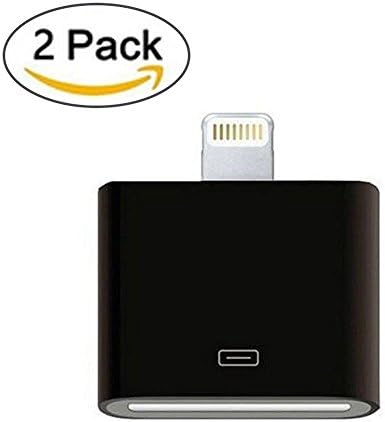 Amz Wholesale Lightning to 30-Pin Converter, 2 Pack 8 Pin to 30 Pin White Charging Adapter for iPhone 7, 7 Plus, 6S, 6S Plug, 5S, 5C, iPad (BLACK)