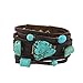 Semi Precious Stone Turquoise Leather Bracelet Button Closure (Adjustable)