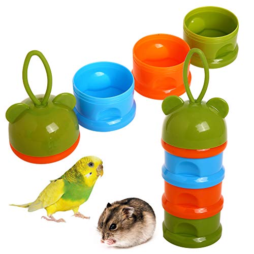 QBLEEV Portable Bird Feeder Cups, Parrot Water Food Treat Box, Bird Food Storage Container, Travel Cage Carrier Backpack Accessories