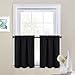 NICETOWN Black RV Window Door Curtains for Car, Small Window Curtians for Camper, Thermal Insulated Blackout Curtain Tiers Window Treatment Tiers for Basement(29W by 24L Inch, Black, 2 Pieces)