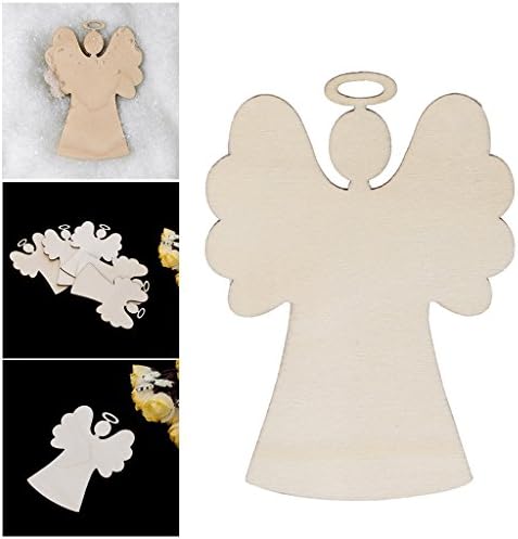 ONcemoRE Christmas Tree Ornaments Wooden Snowman Deer Hanging Decoration Crafts, 10Pcs (Angel)