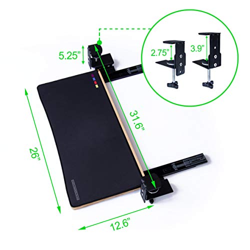Easy Clamp On Large Keyboard Tray Under Desk Bamboo Wood Keyboard