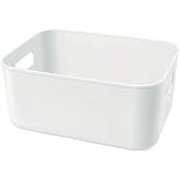 Amyup Set Of 3 Plastic Storage Bins,Versatile Kitchen Pantry Organization and Storage,for Plastic Storage Container Under Bed,Under Sink Bathroom Organizer (White, 3 Pack Small