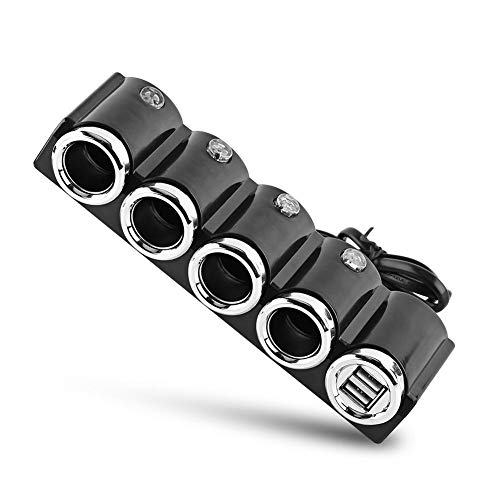 Cuque Cigarette Lighter Socket,DC 12V/24V USB 4 Way Car Cigarette Lighter Socket Splitter Power Charger Adapter for Most Cellphones, GPS, iPod, PDA,Car