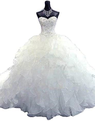 Lovelybride Noble Sweetheart Beaded Organza Wedding Dresses Bridal Gowns (16, Ivory)