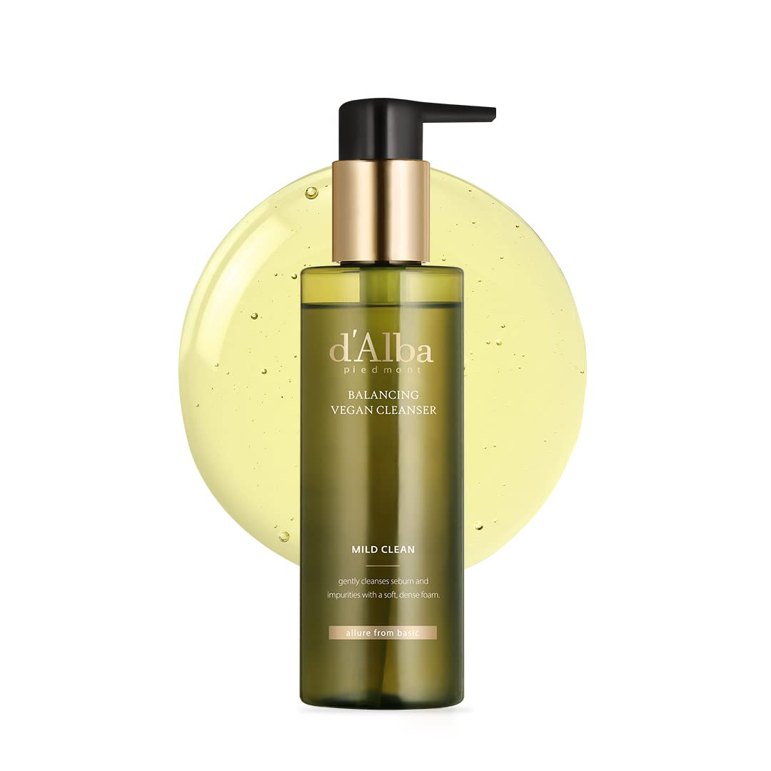 d'alba Italian White Truffle Mild Skin Balancing Vegan Cleanser, Hydrating and Calming, Mild pH Cleanser with White Truffles for Sensitive Skin, Korean Skincare