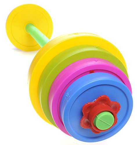 COTTONTAIL Kids Large Adjustable Barbell Toy with Eight (8) Different Weight Plates Multicolor Unisex