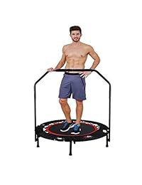 Tomasar Foldable Mini Trampoline Rebounder, Max Load 300lbs Rebounder Trampoline Exercise Trampoline with Adjustable Handrail for Indoor Garden Workout Cardio