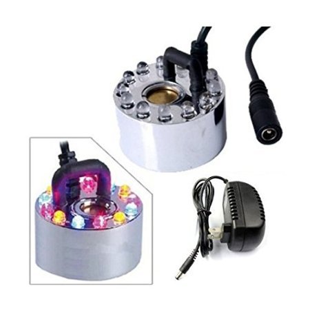 UPSTORE 12 LED Lights Mist Maker Fogger Replacement Mister Ultrasonic Mist Maker Water Fountain Pond Fog Machine with Power Supply