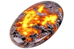 MuYu Art Natural Oval Flame Yooperlite Stone 2"-2.4" for Fountain Rocks Decor Healing Crystals Tumbled Glow Yooperlite Palm W