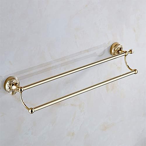 JIAOHJ European Crystal Towel Rack,Gold Double Pole Towel Rack,Wall Mount Polished Finish,Bathroom Towel bar,Towel Hanging-C 50cm(20inch)