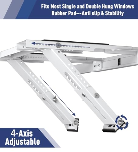 No Drilling Window AC Support Bracket, Adjustable Support Fits Single & Double-Hung Windows, Air Conditioner Holder Bracket Heavy Duty Steel Holds Up to 300lbs, for 5000-24000 BTU Units