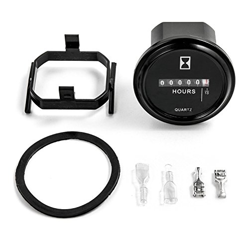 Waterproof 2" Quartz Round Hour Meter Gauge for Marine Boat Engine Automotive Motorcycle ATV Snowmobile John Deere Fork Lift CAT Tractor Generator Engine Mower