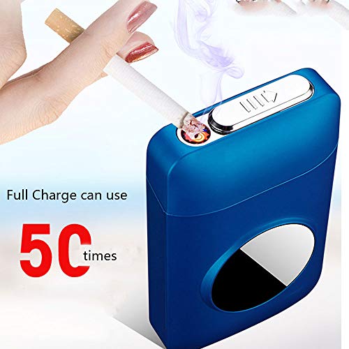 Cigarette Case with Lighter Cigarettes Box King Size Portable Full Pack 20pcs Regular Size Cigarettes 2 in 1 USB Lighters Rechargeable Flameless Windproof Electric Lighter(Black-Dragon with Lighter) - Thumbnail 2