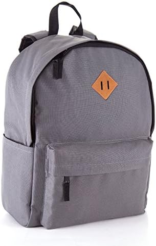 JETPAL Everyday School Laptop Backpack fits up to 15.6 - Charcoal Gray &amp; Brown