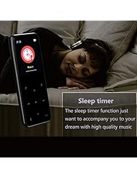 Reproductor de MP3 HonTaseng Bluetooth 4.2 Deportes Botón de Metal Táctil Reproductor de Música con Brazalete, 60 horas de tiempo de reproducción, HiFi Sonido con Radio FM y Grabadora de Voz Ampliable 64GB TF Tarjeta