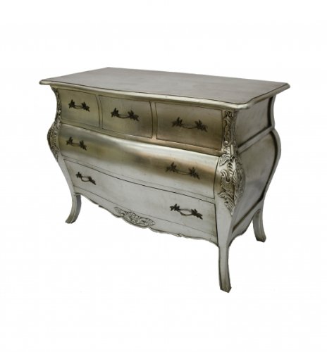 French Style Furniture Silver Leaf 6 Drawer Bombe Chest Amazon Co