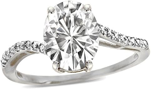 Tommaso Design Solid 14k White Gold Big Stone Oval 10x8 bypass Ring