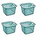 STERILITE 1.5 Bushel Square Ultra Laundry Basket, Teal Splash (4 Units)