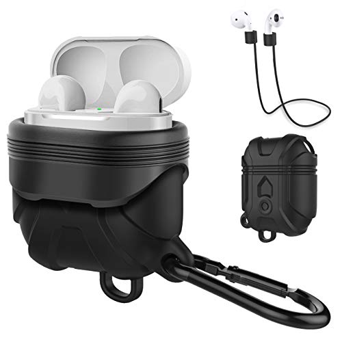 2019 Newest AirPods Case, BENTOBEN Compatible for AirPods Case with Keychain, Shockproof Airpods Accessories Kits Protective Silicone Cover for Apple AirPods 1st/2nd Charging Case Black