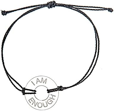 LIFE TOKEN Personalized Engraved Message I Am Enough Novelty Jewelry Bracelet for Both Men and Women