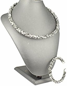 QIDISI A Crystaldust Crystal Set Necklace Collar Bracelet Bangle Mixed Color Packaging (Black&White)