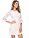 Zeagoo Women's 3/4 Sleeve Lace Cocktail Party Dress (Large, White)