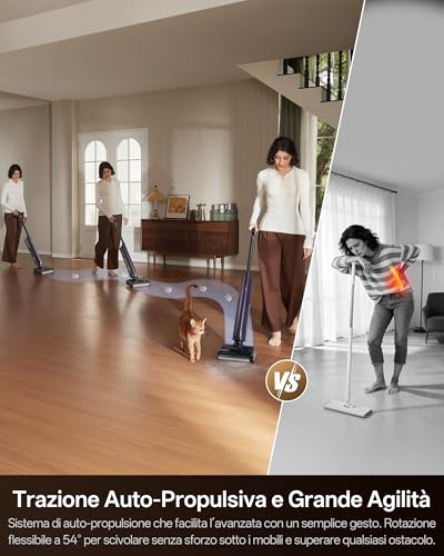 Ultenic AC1 Triflex Vacuum Cleaner, 180° Flat Design, 0.01 mm Edge Cleaning, 3-in-1 Wireless Floor Washer, Self-Cleaning, 55 Minutes Autonomy, Anti-Tangle, Voice Assistant 5 Languages