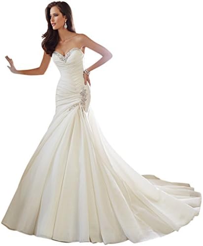 Happyus New Sweetheart Sleeveless Mermaid Lace Up Wedding Dress Bride Gowns