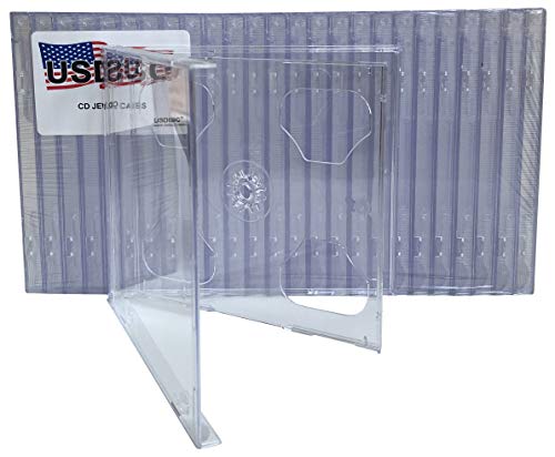 USDISC CD Jewel Cases Standard 10.4mm, Double 2 Disc, Clear, Pack of 10