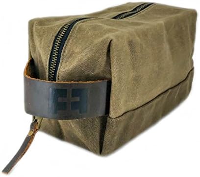 The DOPP KIT | Waxed Cotton Canvas Shave and toiletries Bag with Leather Handle by Fat Felt