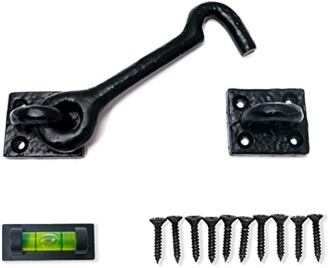 Cast Iron Powder Coated Cabin Hook 6โฒ Latch Including Screws & Magnetic Level Included