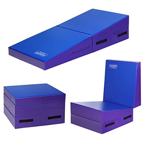 GYMAX Incline Gymnastics Mat, 60"X30"X14" Wedge Shape Gymnastics