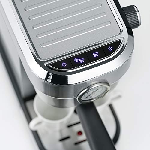 SEVERIN Espressomaschine "Espresa Plus", Siebträgermaschine mit 3 Einsätzen, Kaffeemaschine mit Milchschäumer und Manometer, inkl. Barista-Starterset, Edelstahl-gebürstet/schwarz, KA 5995 – Bild 6