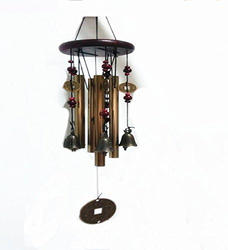 HOALLME Antique Amazing 4 Tubes 5 Bells Copper Wind Chimes Yard Garden Outdoor Wind Bell for Home Decor Craft Hanging Decorations
