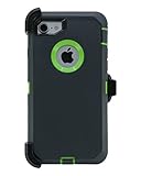 WallSkiN Turtle Series Cases for iPhone 7 / iPhone 8 (Only) Full Body Protection with Kickstand & Holster - The Oxbow (Dark Grey/Green)
