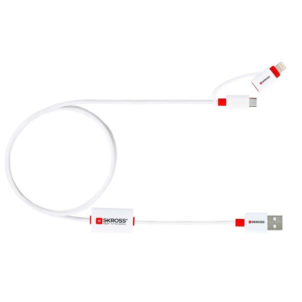 SKROSS Buzz Alarm 2-in-1 Micro USB and Lightning Connector Charging Data Cable for Apple iPhone 5/5s/6/6s/6 Plus/7/7 Plus - White