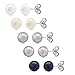 Gem Stone King Set of 5 Multi Color 6mm Cultured Freshwater Pearl Stud Earrings Set
