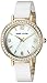 Anne Klein Women's AK/2348WTDB Swarovski Crystal Accented Gold-Tone and White Ceramic Bangle Watch