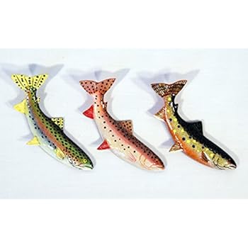 Hand Painted Assorted Brook Trout Rainbow Trout Fish Refrigerator Magnet (Set of 3)