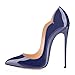 MODEMOVEN Women's Sexy Point Toe High Heels,Patent Leather Pumps,Wedding Dress Shoes,Cute Evening Stilettos Blue - 8 M US